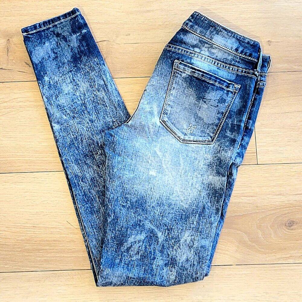 Decree Denim Acid Wash Skinny Distressed Jeans Size 7